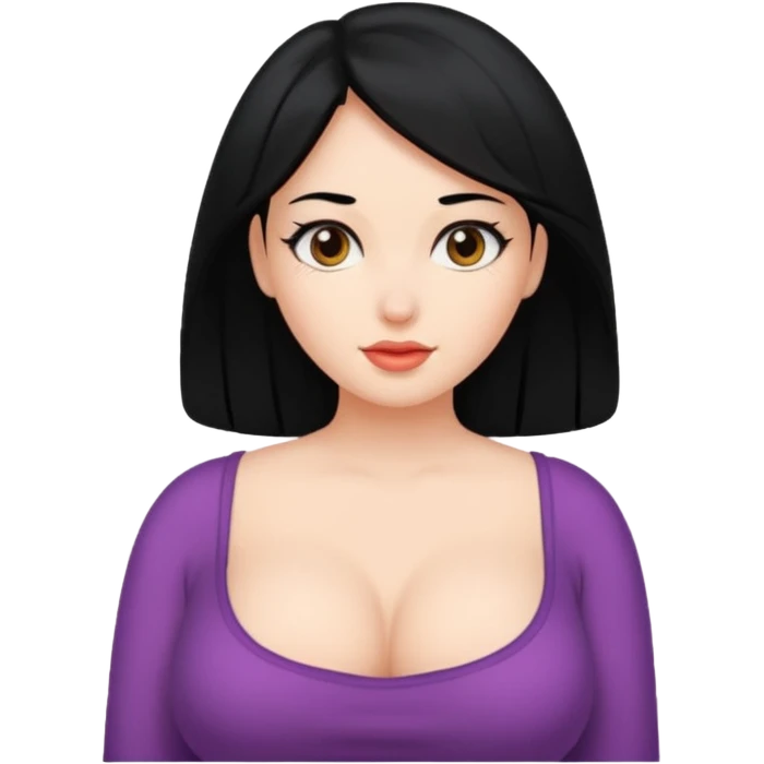 big boobs black hair,  emoji