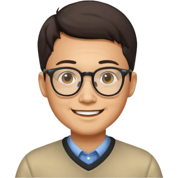 asian man light skin wear glasses smile emoji