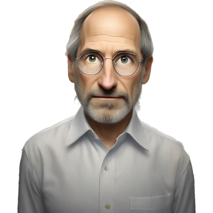 Warcraft gem collecting award winning Steve Jobs in IKEA style, oil paint, mysterious eyes, intricate lips, masterpiece pose, odd perspective, beautiful, desirable, logical, midsommar, ikea emoji