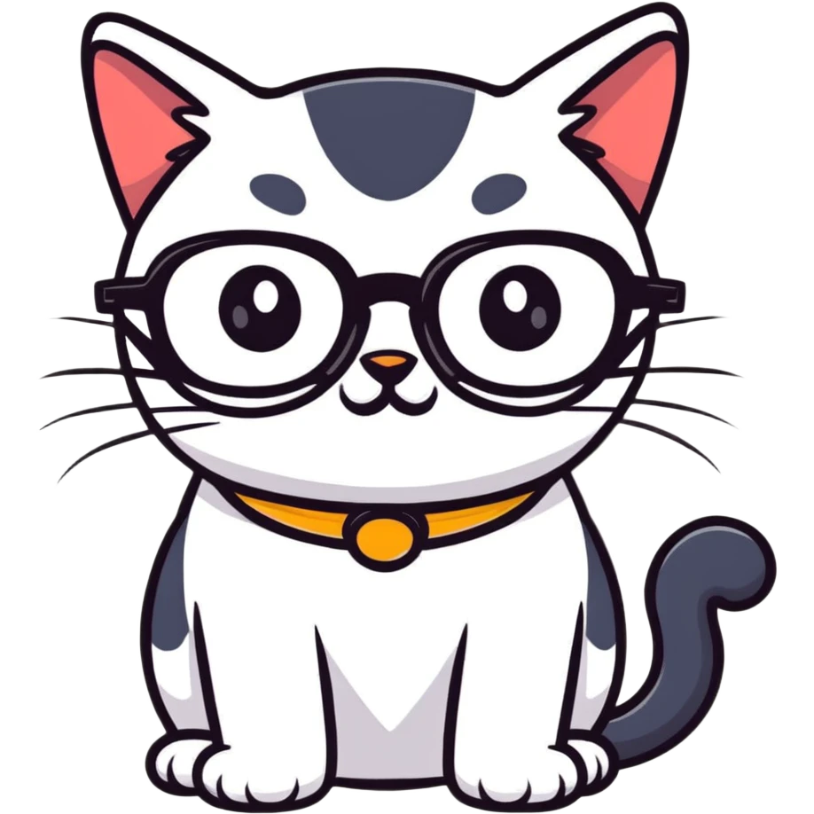 Кот контролер следит в очках emoji