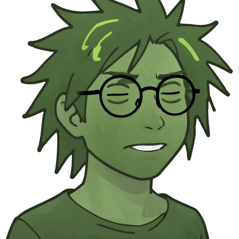 Harry Potter memoji smiling, messy hair, round glasses, lightning scar, digital cartoon style emoji