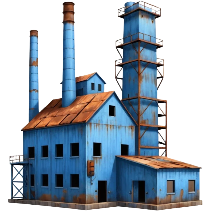 Abandoned factory blue emoji