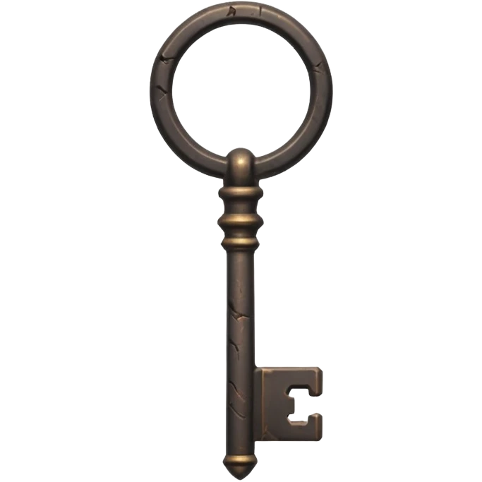 iOS style emoji, minimal ancient key, dark fantasy emoji