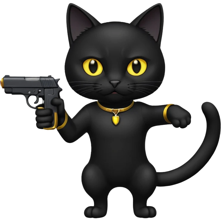black cat pointing a gun at the screen emoji