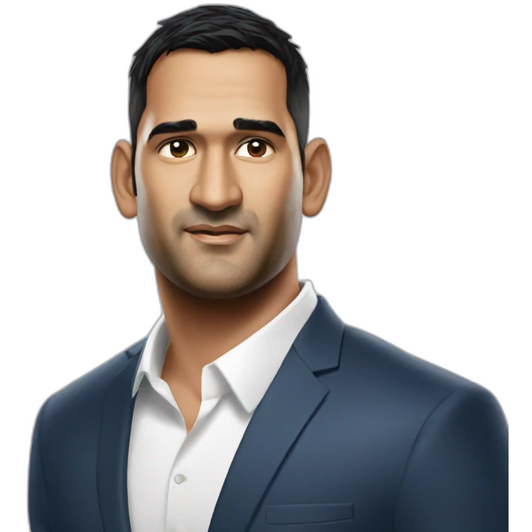 ms dhoni looking right side, smart , handsome emoji