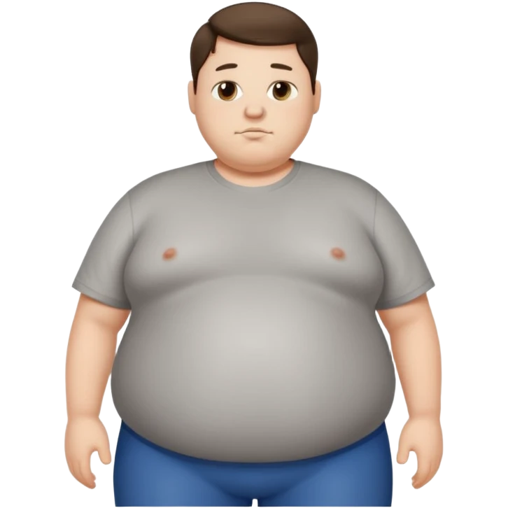obese 20 year old brunette white male with large belly showing emoji