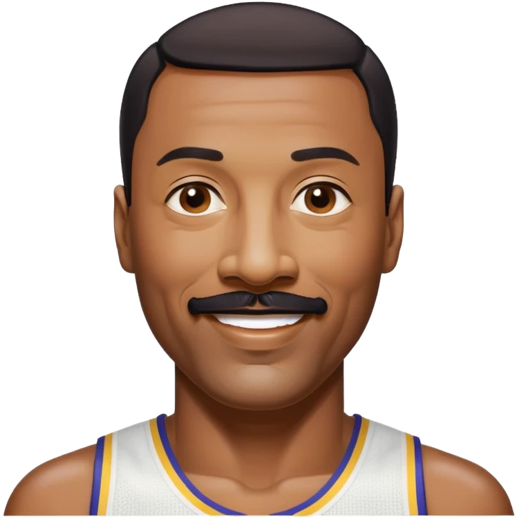 Wilt Chamberlain, tall Black man, black short hair, mustache, smiling emoji