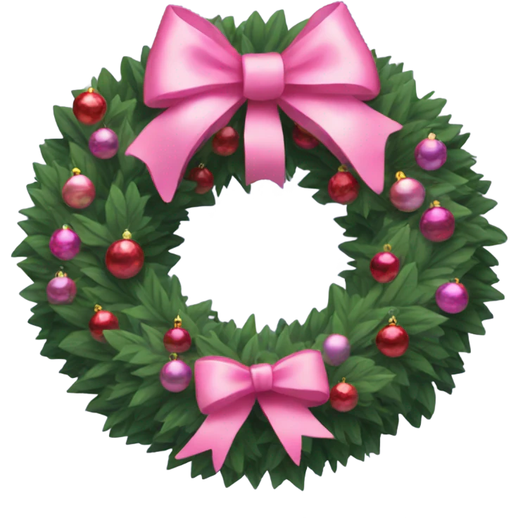 Christmas wreath with a pink bow emoji