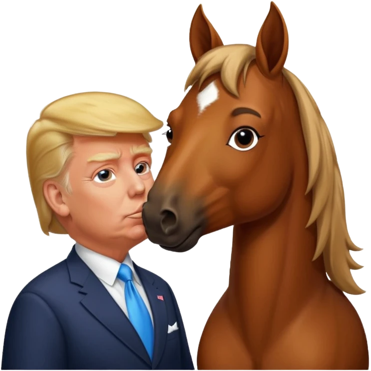 Donald trump kissing a horse named bubba ( the name bubba on its collar) emoji