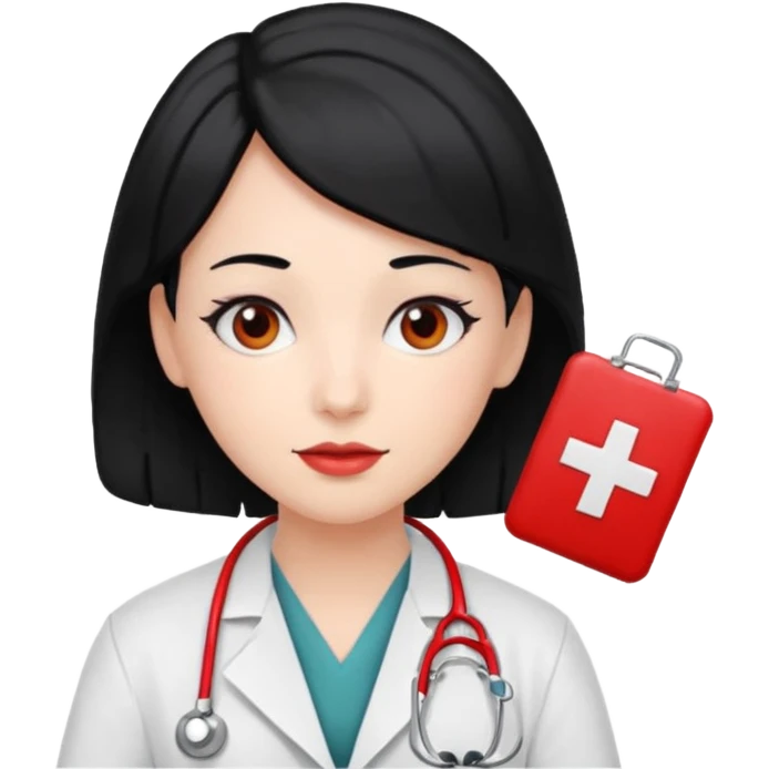 doctor with black hair and red hairclips  emoji