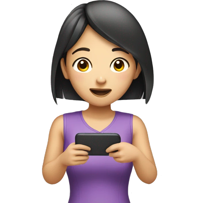 asian girl looking at a phone emoji