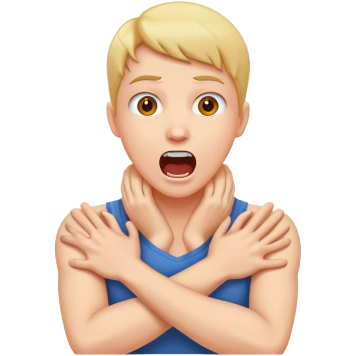 arms crossed grabbing neck with screaming emoji