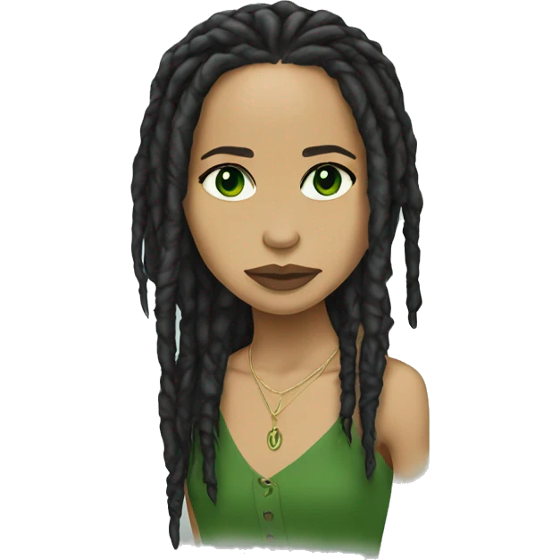 Zoë Kravitz, portrait, dreadlocks, green eyes emoji