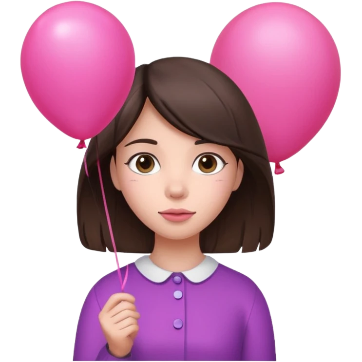 brunette girl with pink baloon emoji