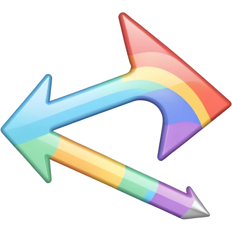 Pastel rainbow arrow pointing left emoji
