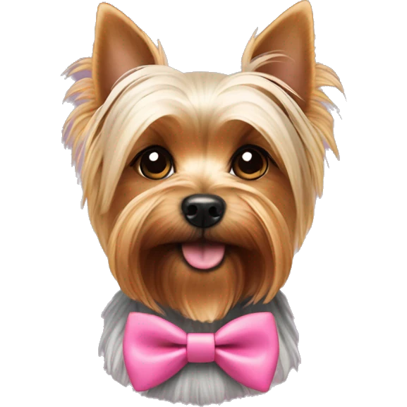 Yorkshire terrier with pink bowtie emoji
