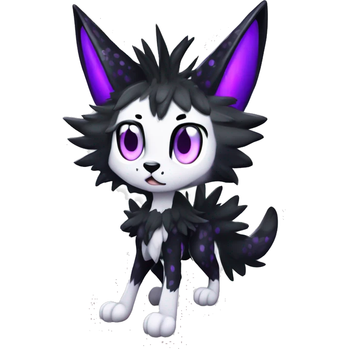 Epic Edgy Black White Purple Sergal-shiny sparkle starry Serval-Fionbri full body emoji