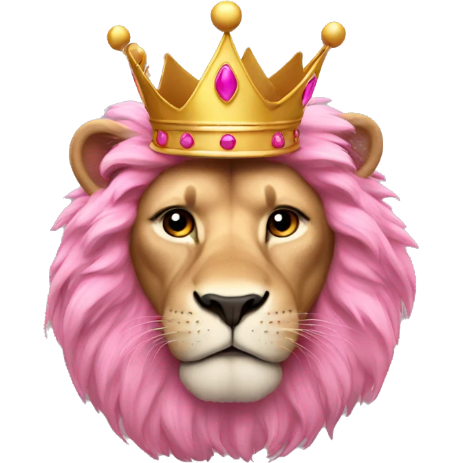 Lion with pink fur with a crown  emoji