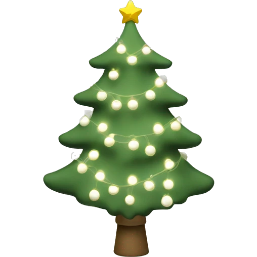 Sage green christmas tree with lights and white decorations emoji