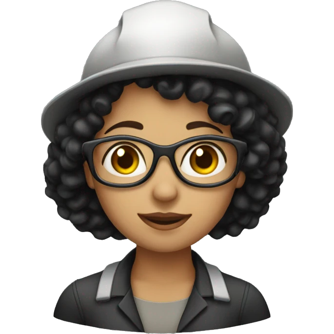 Engineer Woman with black curly hair and hat emoji