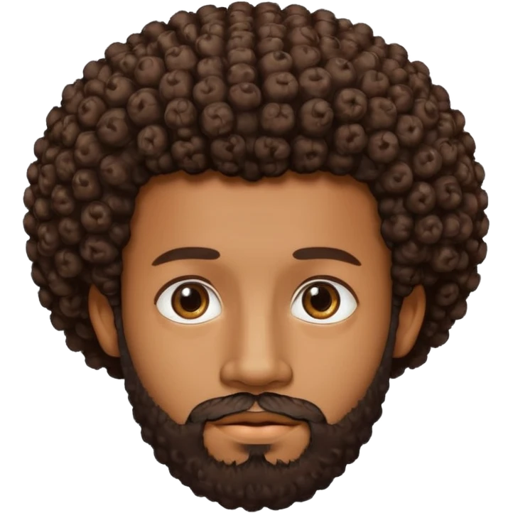 brown skin man with beard and a tiny curly  Afro fade with dark dark brown eyes  emoji
