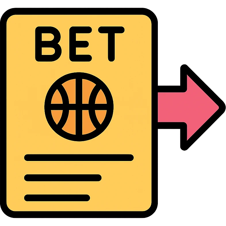 sports bet slip with a trailing arrow, representing 'tail your sports bet' emoji