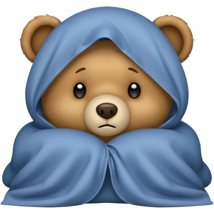 Scared teddy bear hiding under covers emoji