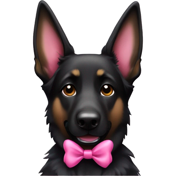 Black German shepherd dog with pink bow emoji