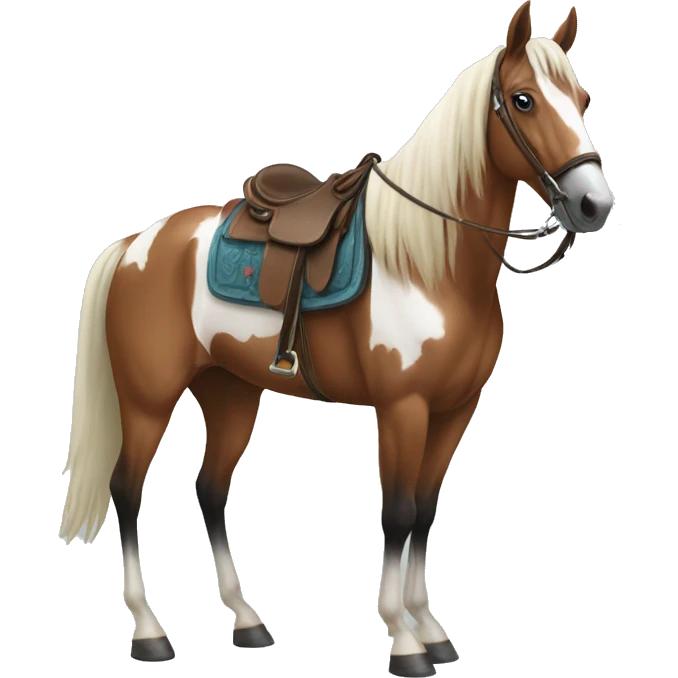 Overo horse in the saddle emoji
