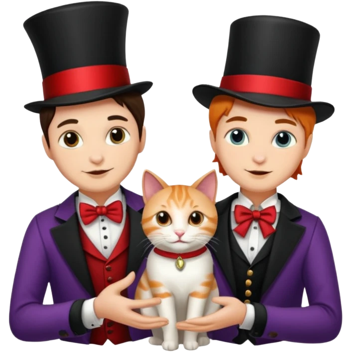 magician couple and their pet cat emoji