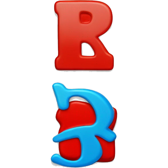 Blue rectangular magnet with letter L on it, and red rectangular magnet with letter R on it emoji