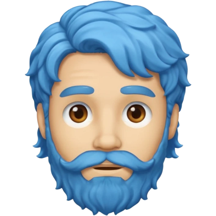 blue wavy haired bearded male, cartoon emoji