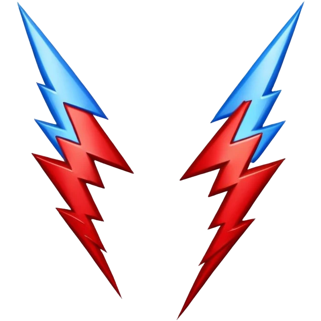 Two thunders: blue and red emoji