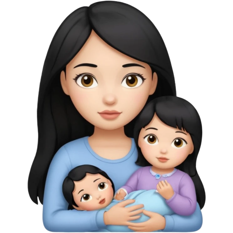 a black hair girl with 1 babie doll emoji