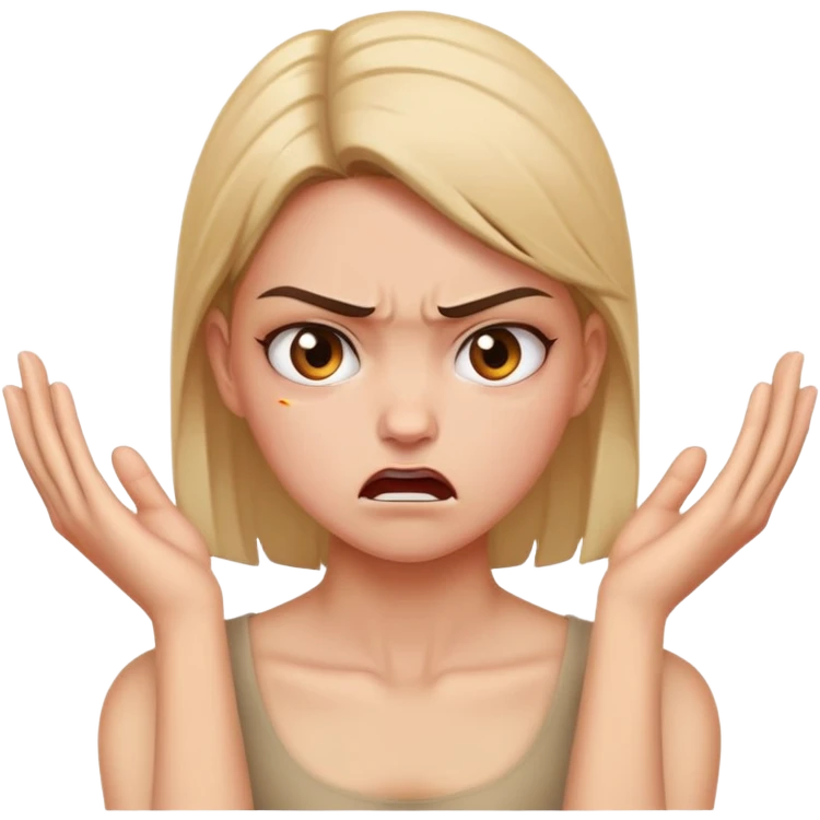 angers girl with hands holding neck emoji