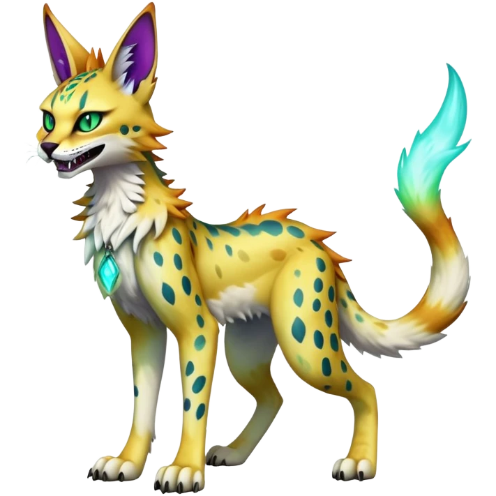 Epic Edgy Colorful ethereal eldritch Sergal-Serval-Fionbri full body emoji