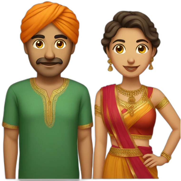 Indian man and bulgarian woman couple emoji