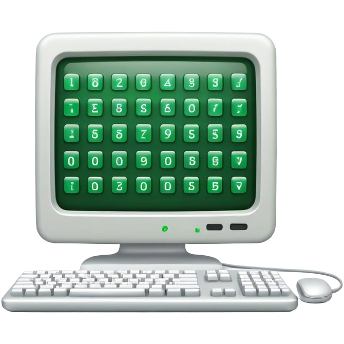 Cyber Security, A computer with binary characters encoded in green. emoji