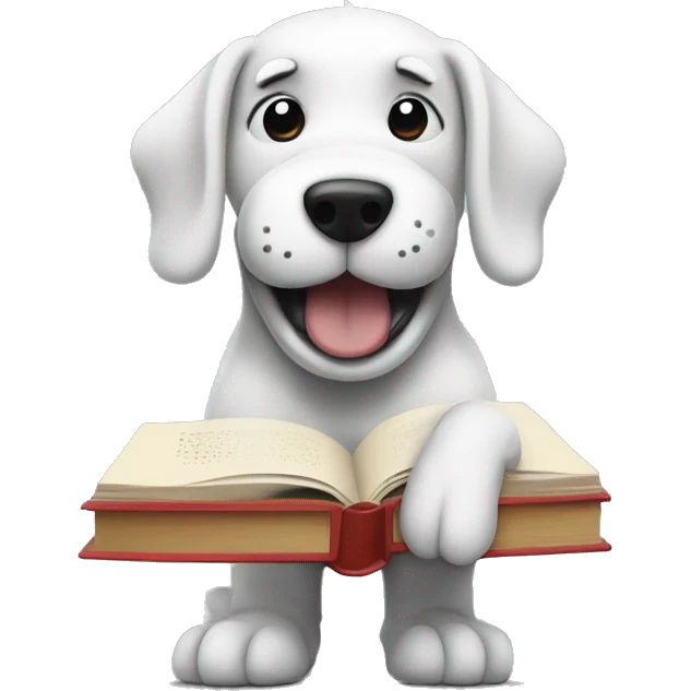 dog standing with mr men book emoji