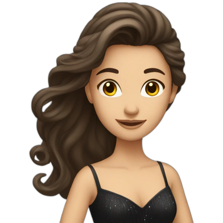 a brunette with long hair who dances ballroom dancing emoji
