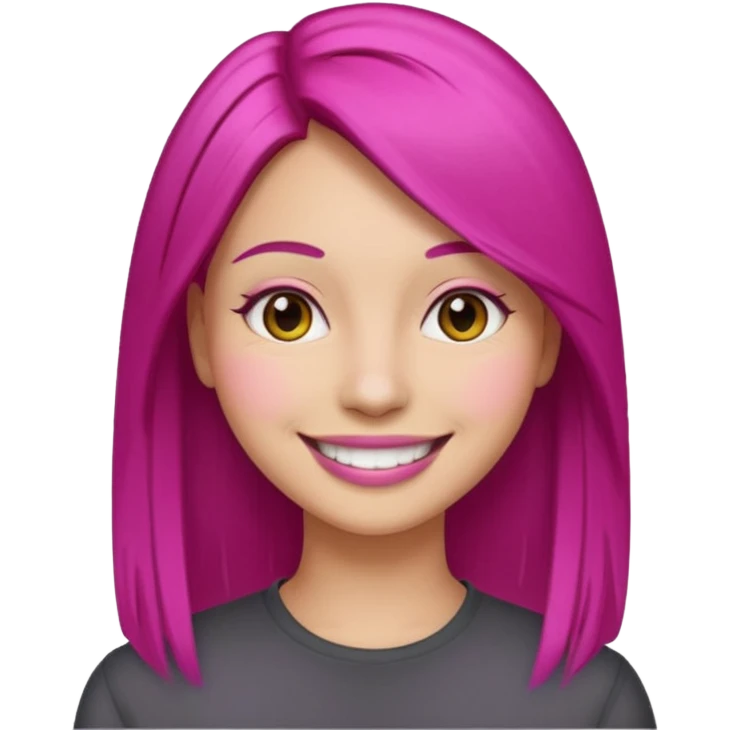 fuchsia charcoal color dyed straight hair on a woman emoji emoji