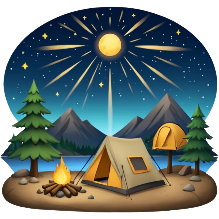 camping with meteor shower emoji
