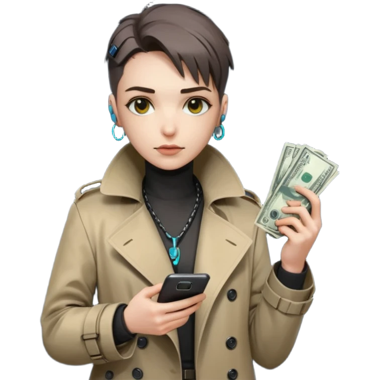 cyber punk holding money and phone emoji