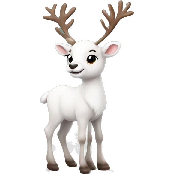 A sweet baby reindeer in white. Christmas time emoji