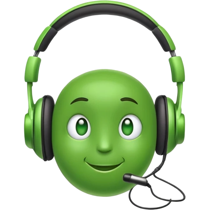 cool green pea with headphones emoji