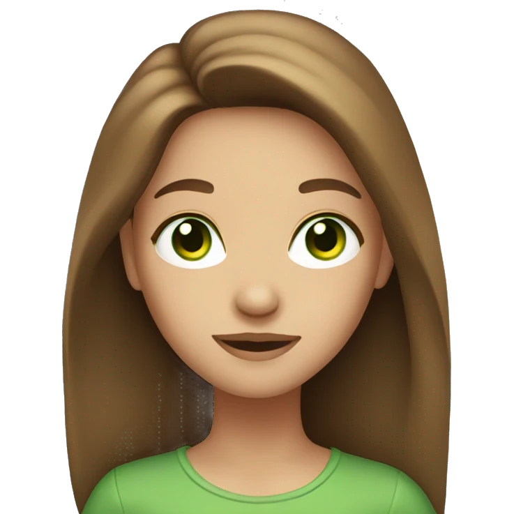 girl with long brown hair and green eyes emoji