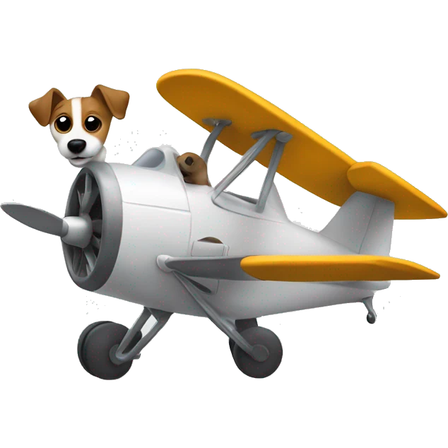 a jack russel driving a plane emoji