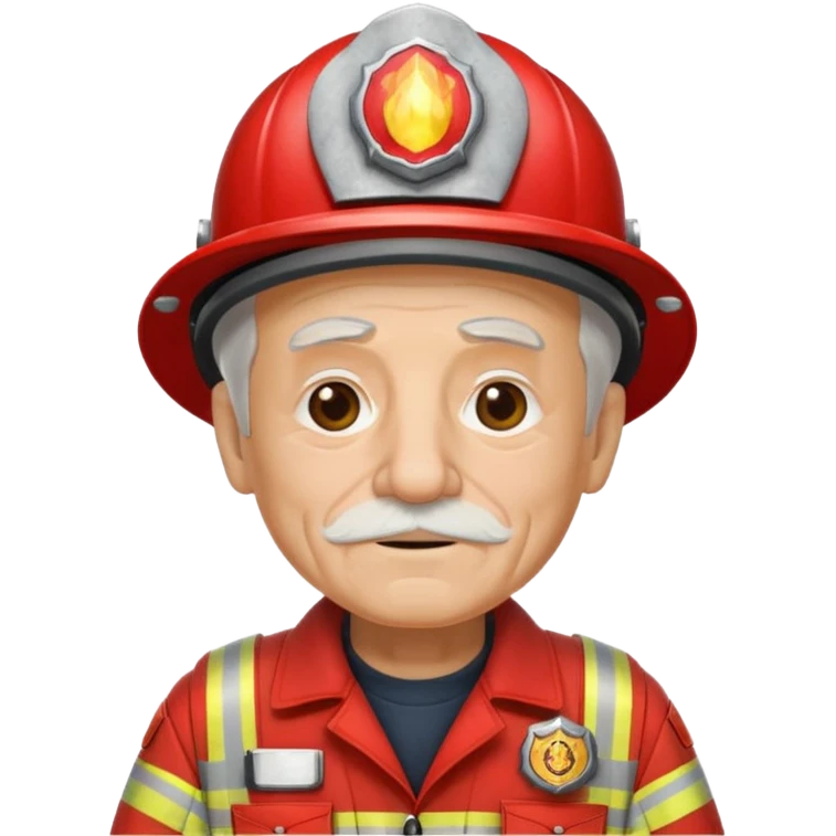 Firefighter old man with red uniform emoji