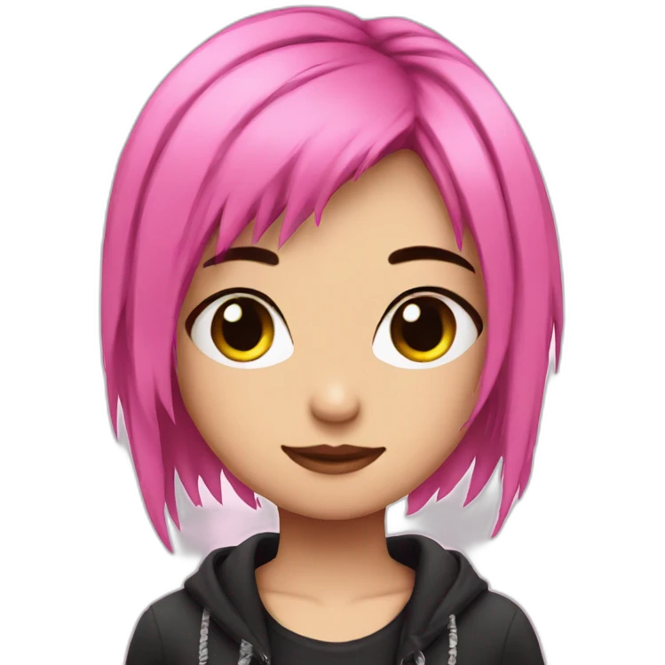Emo girl with pink streak in her hair emoji