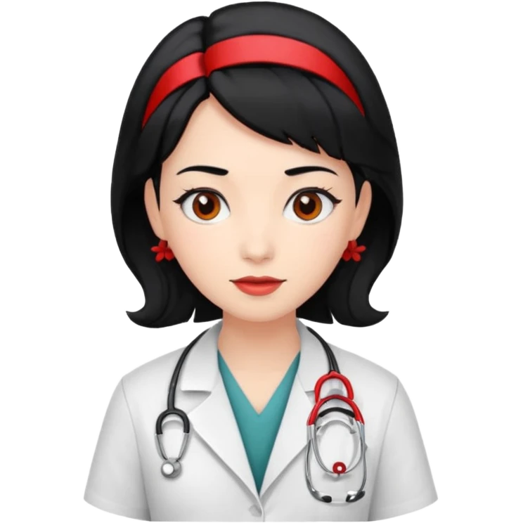 doctor with black hair and red hairclips  emoji
